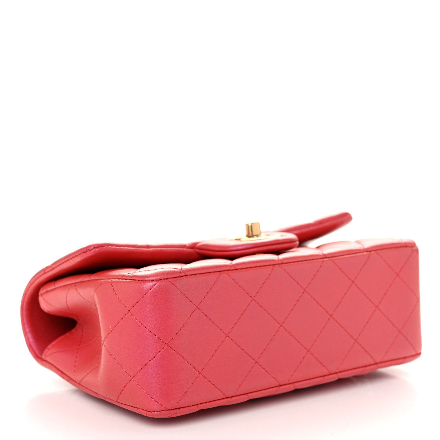 Chanel Iridescent Lambskin Quilted Mini Top Handle Rectangular Flap Red 4 of 10