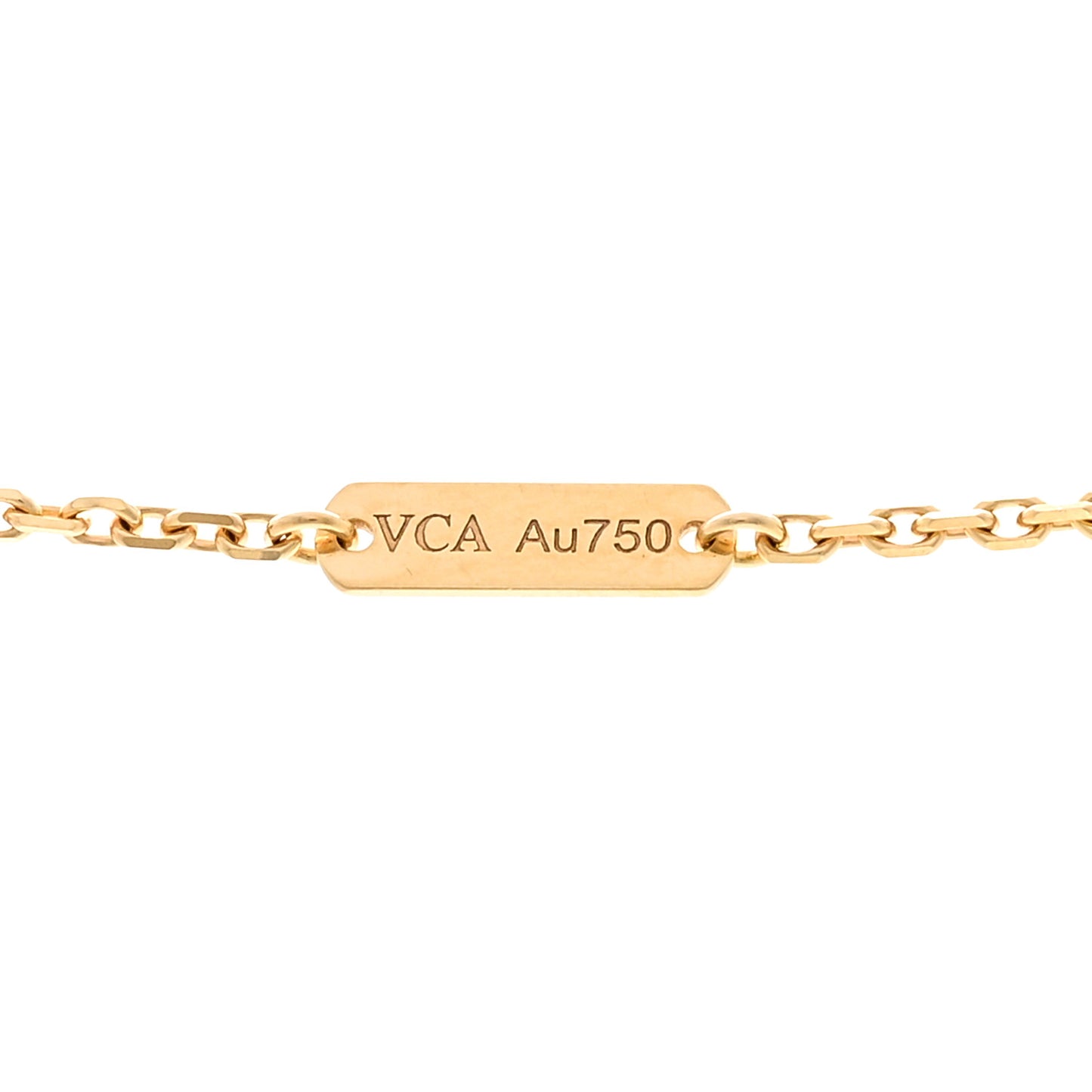 18K Yellow Gold Tiger Eye Vintage Alhambra Pendant Necklace