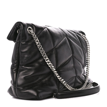 Saint Laurent Lambskin Quilted Medium Loulou Puffer Monogram Chain Satchel Black 3 of 11