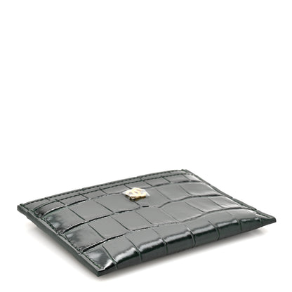 Chanel Calfskin Crocodile Embossed Crococo Card Holder Emerald 4 of 8