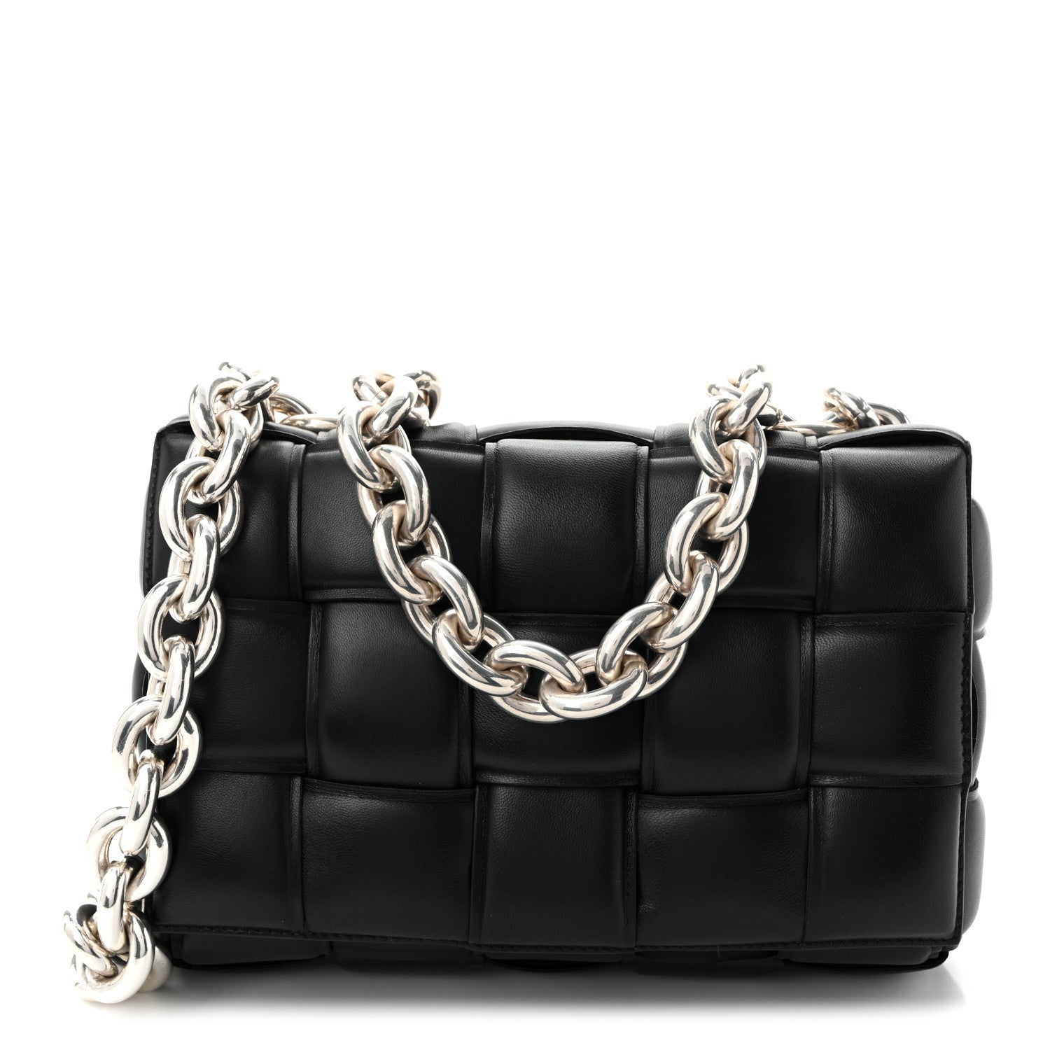 Bottega Veneta Lambskin Maxi Intreccio Padded Chain Cassette Crossbody Bag Black 1 of 10