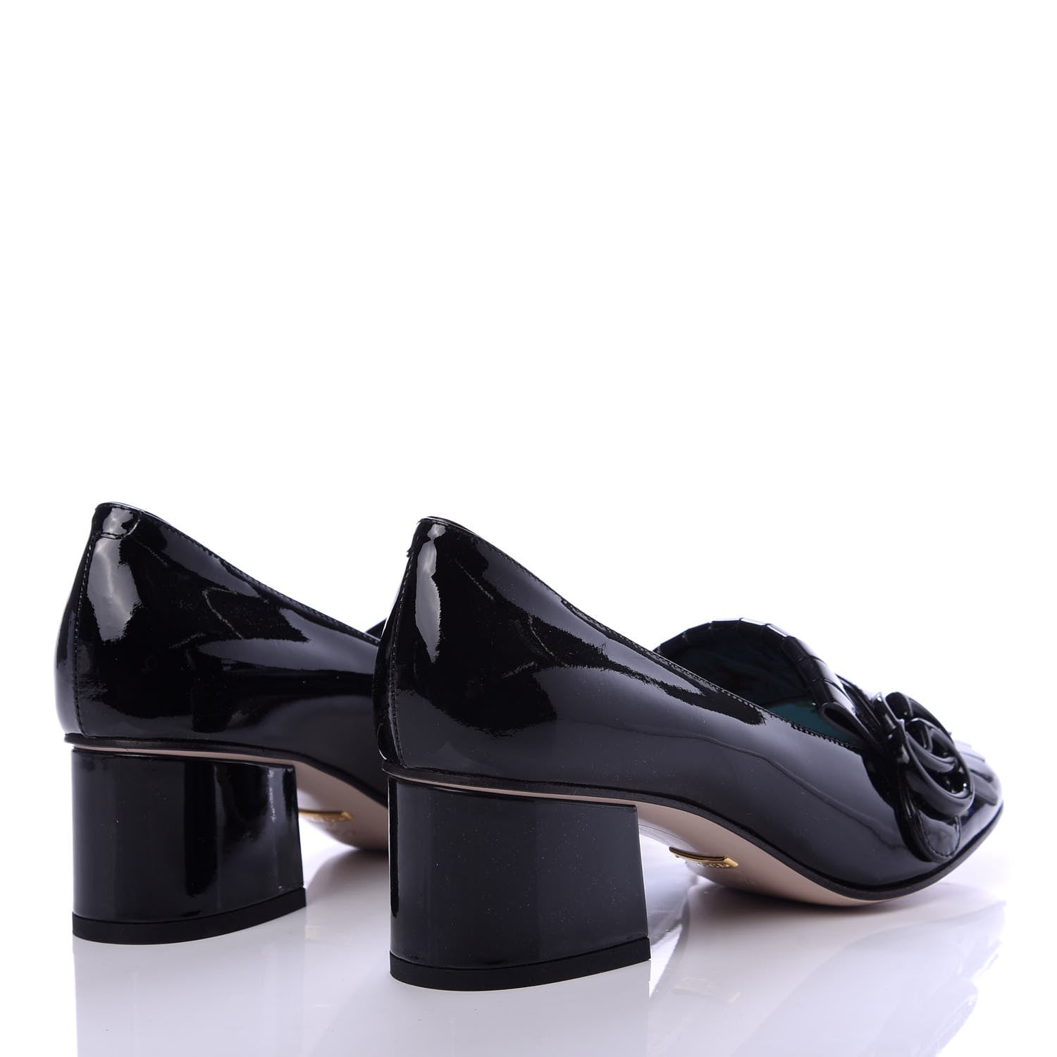Gucci Vernice GG Marmont Fringe 50mm Loafer Pumps 35.5 Black 4 of 9