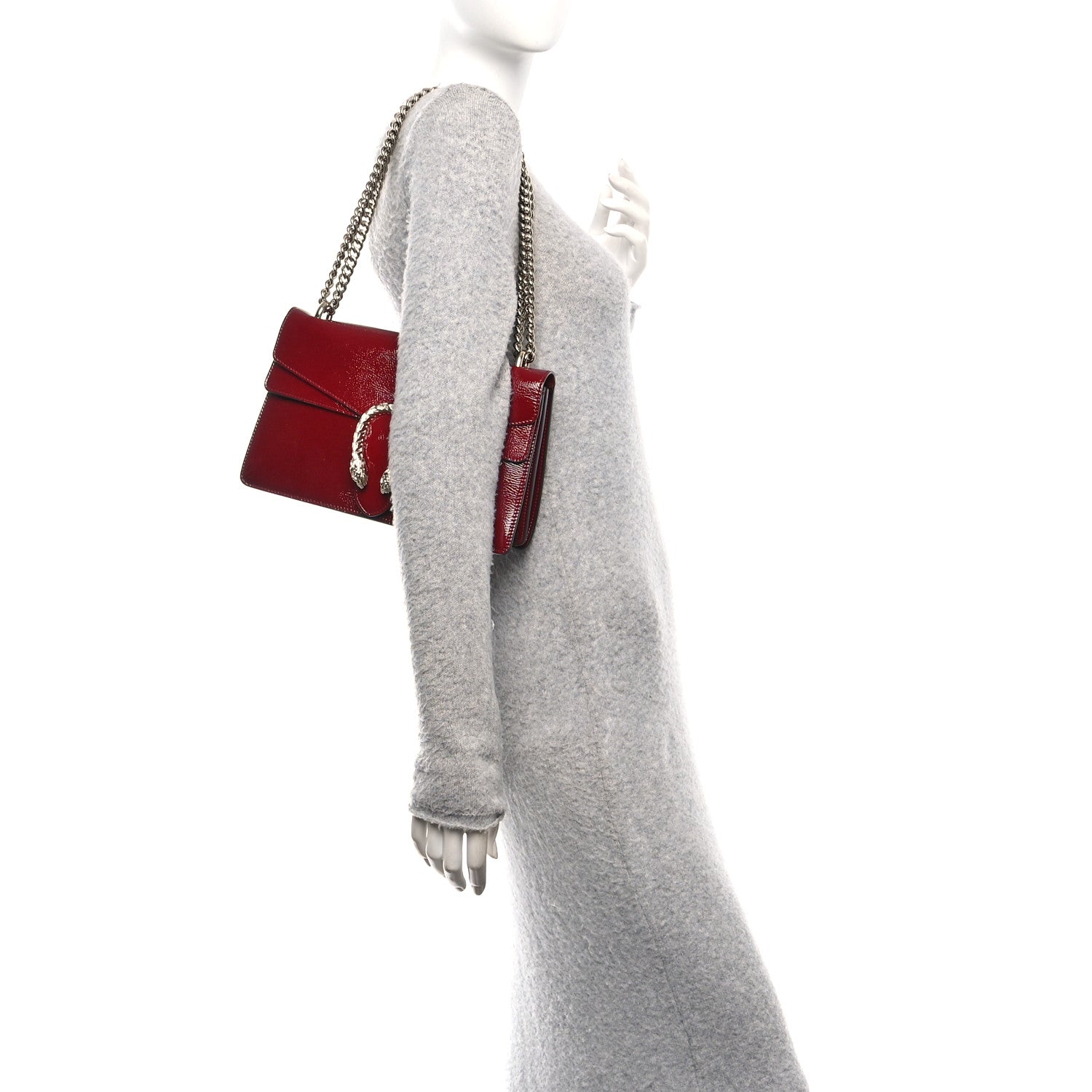 Gucci Crinkled Patent Small Dionysus Shoulder Bag Rosso Ancora Red 2 of 11