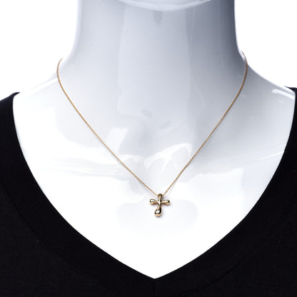 Tiffany 18K Yellow Gold 12mm Elsa Peretti Cross Pendant Necklace 2 of 5