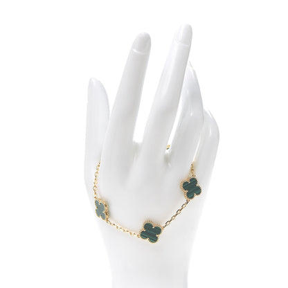 Van Cleef & Arpels 18K Yellow Gold Malachite 5 Motifs Vintage Alhambra Bracelet 2 of 8