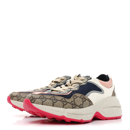 Gucci GG Supreme Monogram Mix Monogram Womens Rhyton Sneakers 39.5 London Blue Beige Pale Pink 3 of 8
