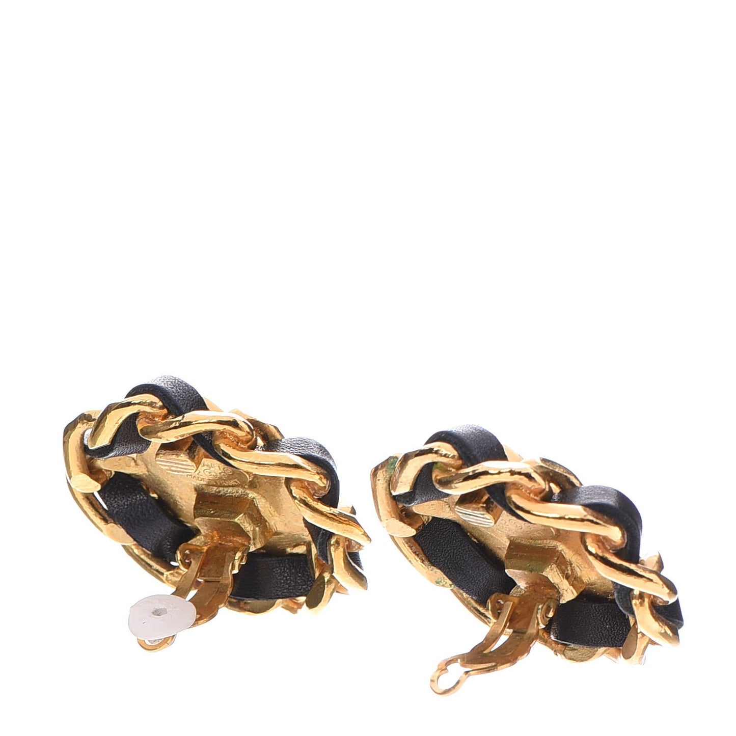 Lambskin Chain CC Clip On Earrings Gold
