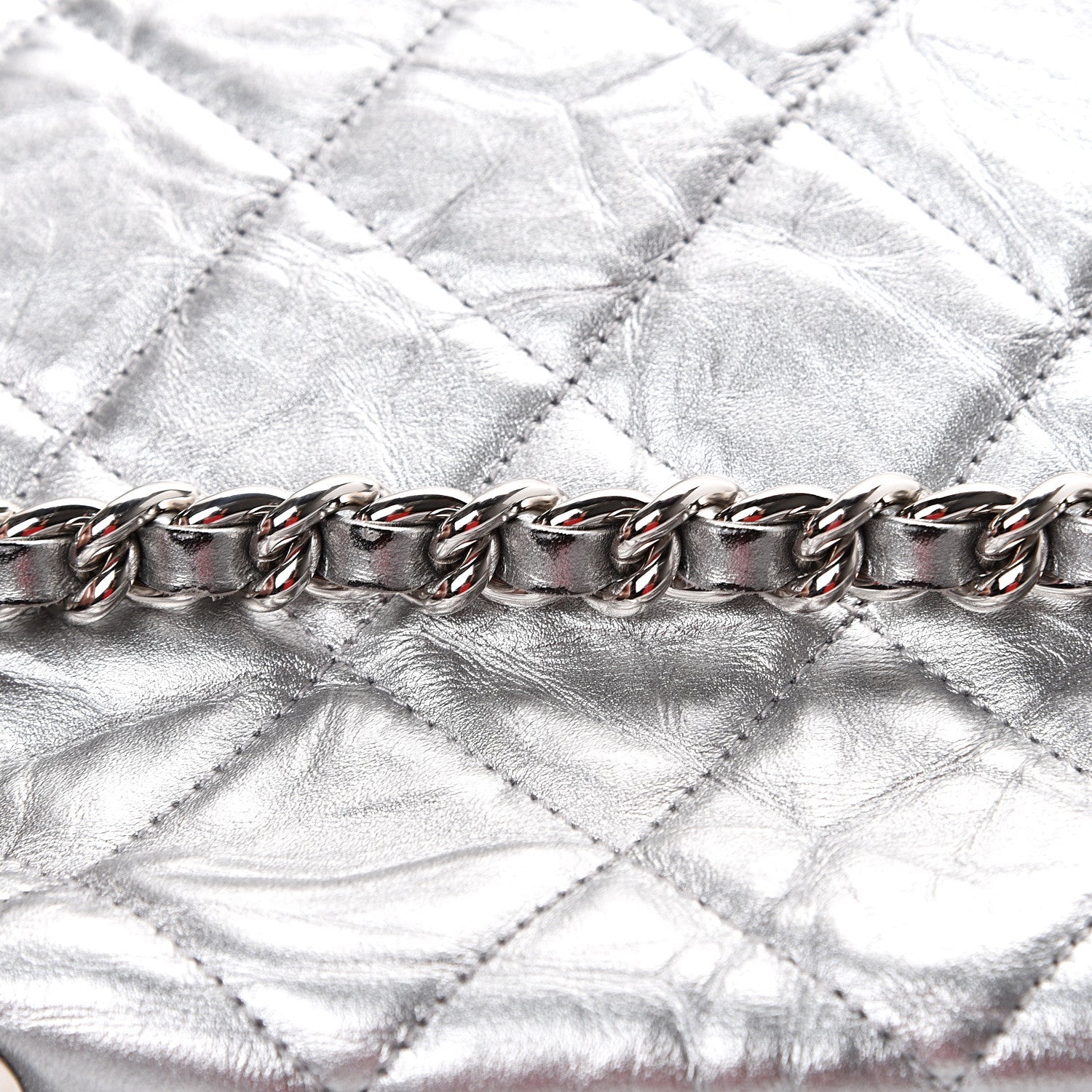 Chanel Metallic Crumpled Calfskin Big Bang Large Flap Bag Silver 10 of 10