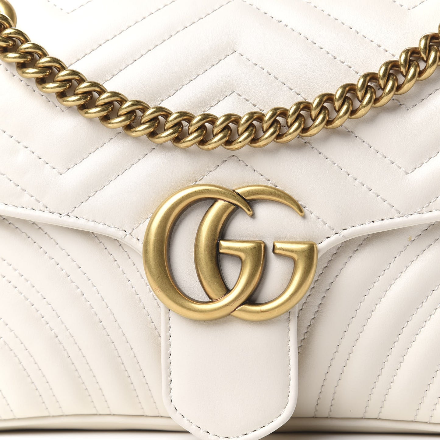 Calfskin Matelasse Small GG Marmont Shoulder Bag White