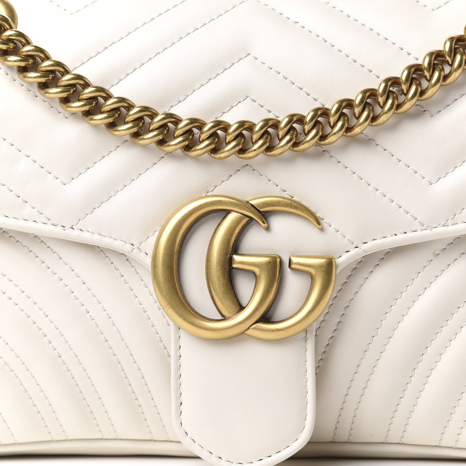 Gucci Calfskin Matelasse Small GG Marmont Shoulder Bag White 9 of 9