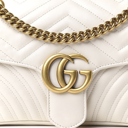 Gucci Calfskin Matelasse Small GG Marmont Shoulder Bag White 9 of 9