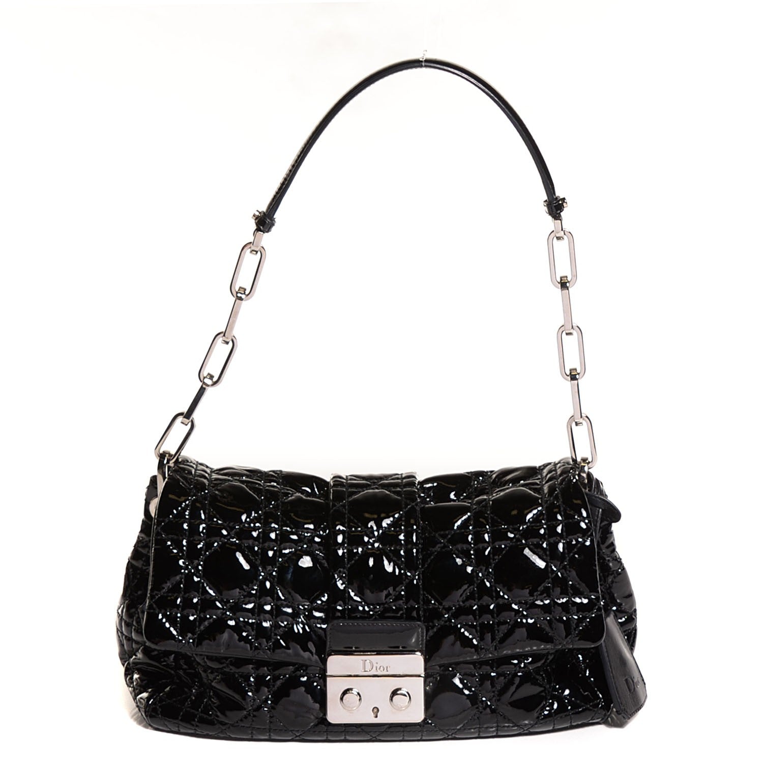 Christian Dior Patent Cannage New Lock Flap Bag Black 1 of 7