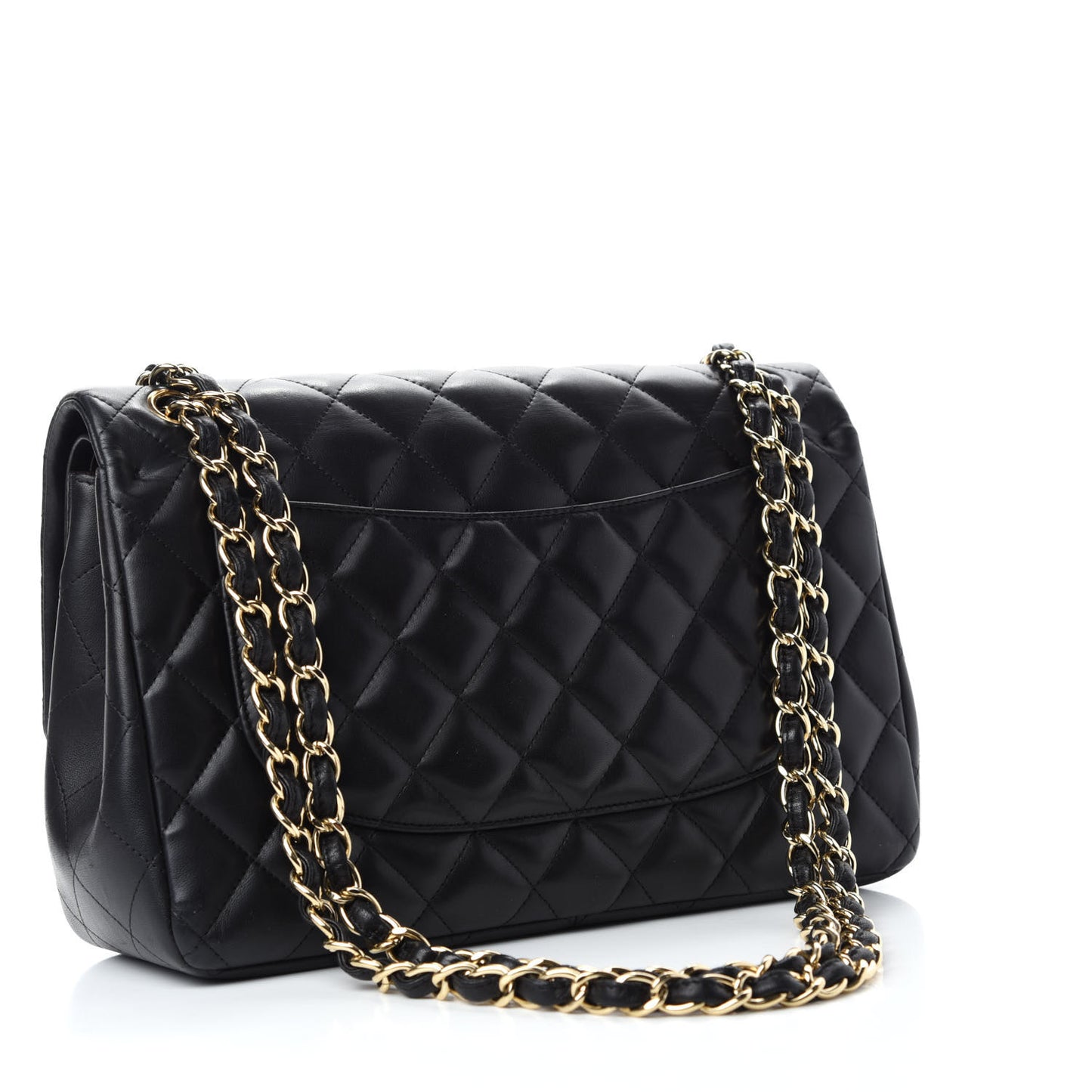 Lambskin Quilted Jumbo Double Flap Black