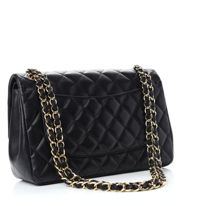 Chanel Lambskin Quilted Jumbo Double Flap Black 3 of 13