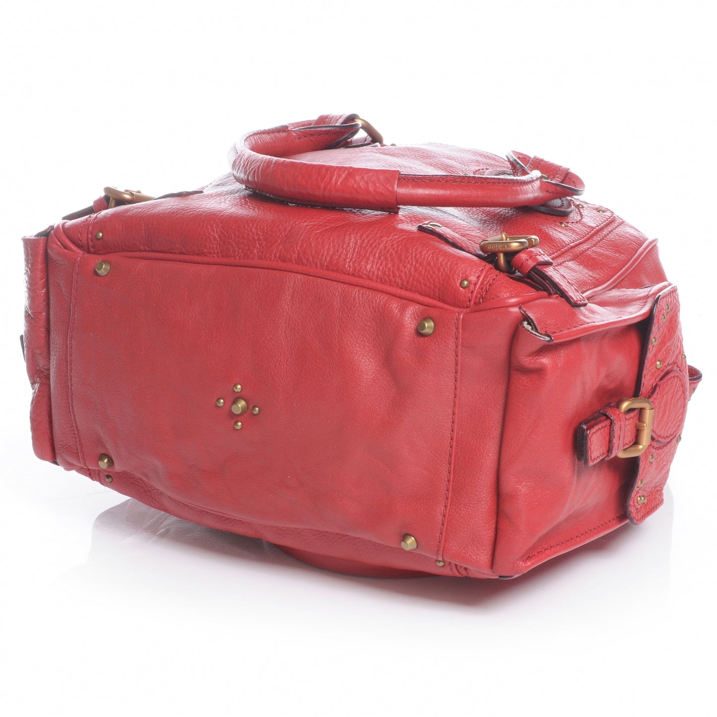Leather Paddington Tote Red