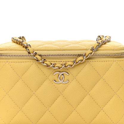 Chanel Caviar Quilted Small Tiny CC Vanity Case With Chain Yellow 8 of 11