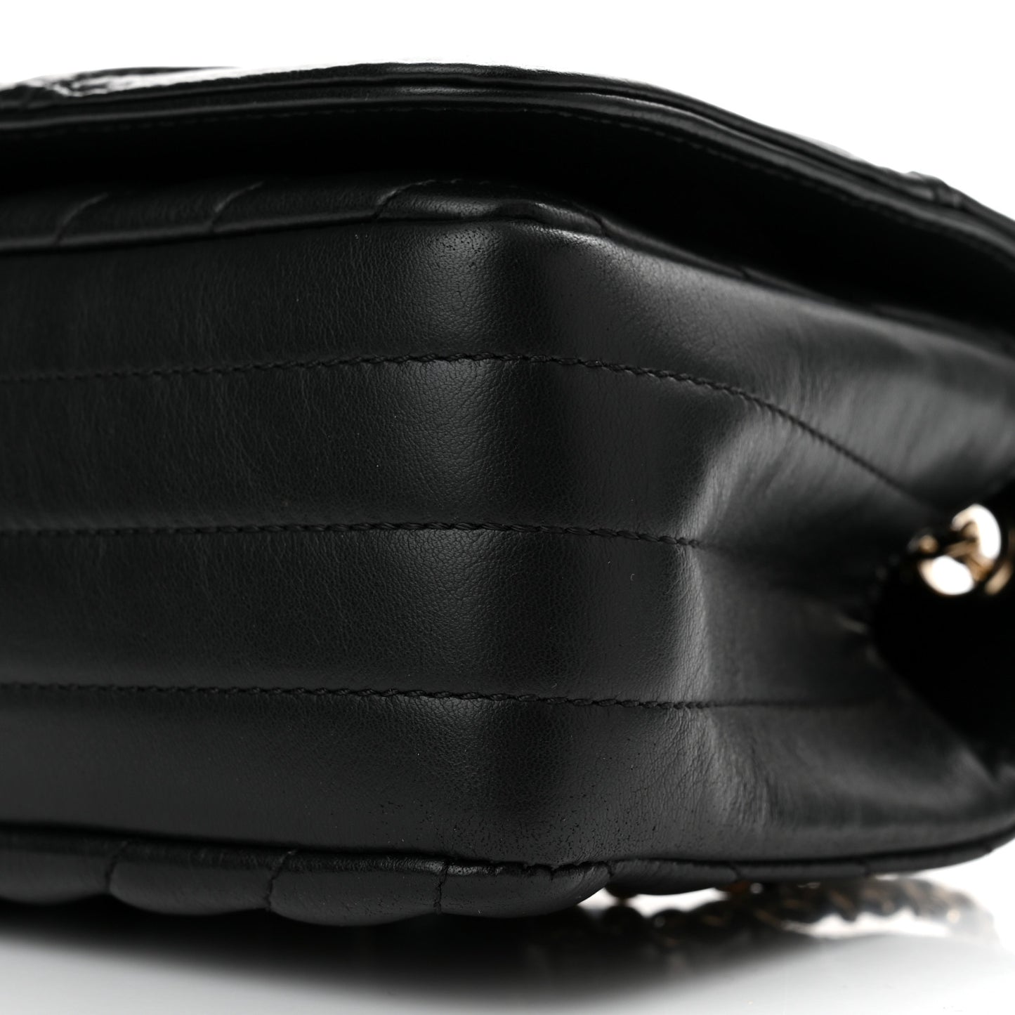 Calfskin Chevron Quilted Mini Statement Flap Black