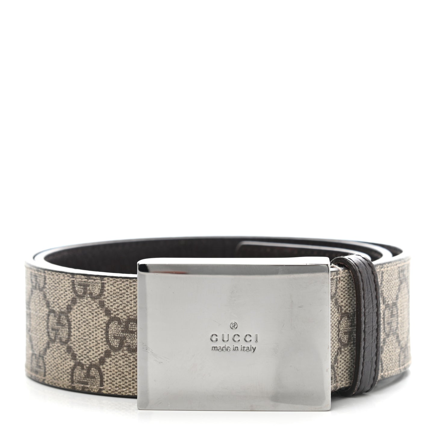 GG Supreme Monogram Plaque Belt 85 34 Dark Brown