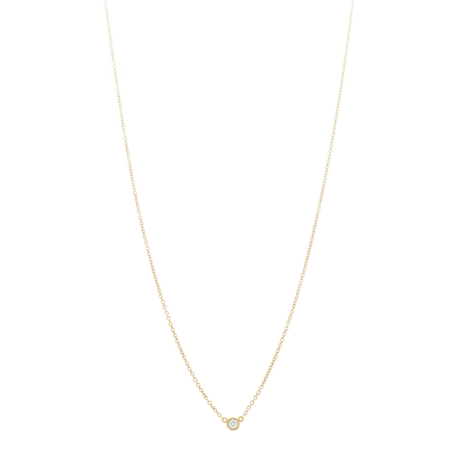 Tiffany 18K Yellow Gold Diamond Elsa Peretti .05ct Diamonds by the Yard Pendant Necklace 1 of 7