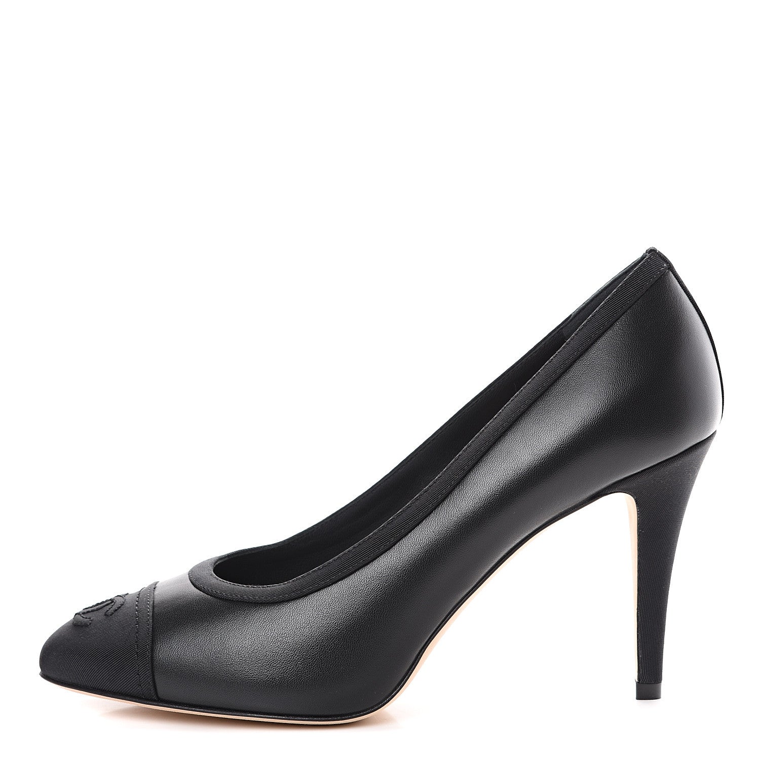 Chanel Lambskin Grosgrain Cap Toe CC Pumps 38 Black 1 of 8