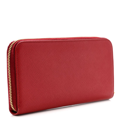 Prada Saffiano Metal Zip Around Wallet Fuoco 3 of 11