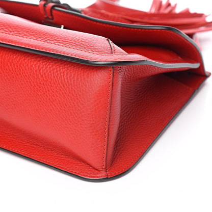 Gucci Pebbled Calfskin Medium Bamboo Daily Flap Shoulder Bag Red 8 of 9