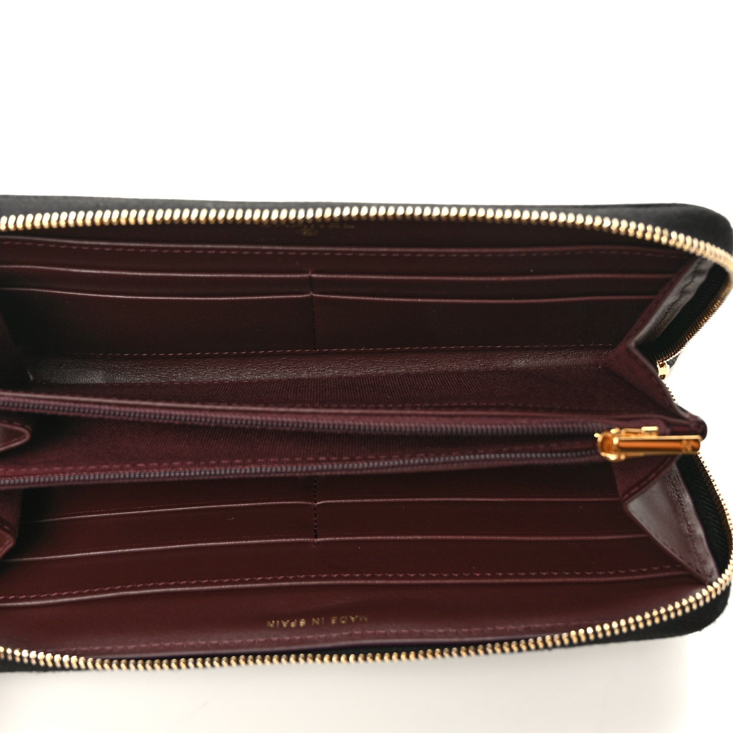 Caviar Quilted Large Gusset Zip Around Wallet Black