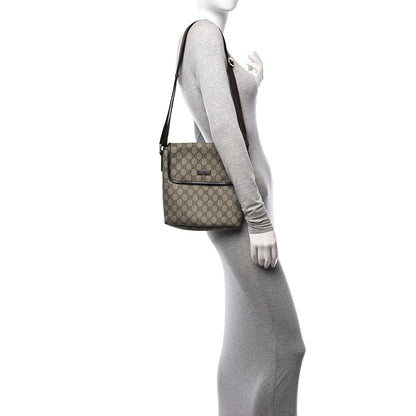 Gucci GG Supreme Monogram Selleria Calfskin Small Flap Messenger Bag Beige Ebony Cocoa Dark Chocolate 2 of 14