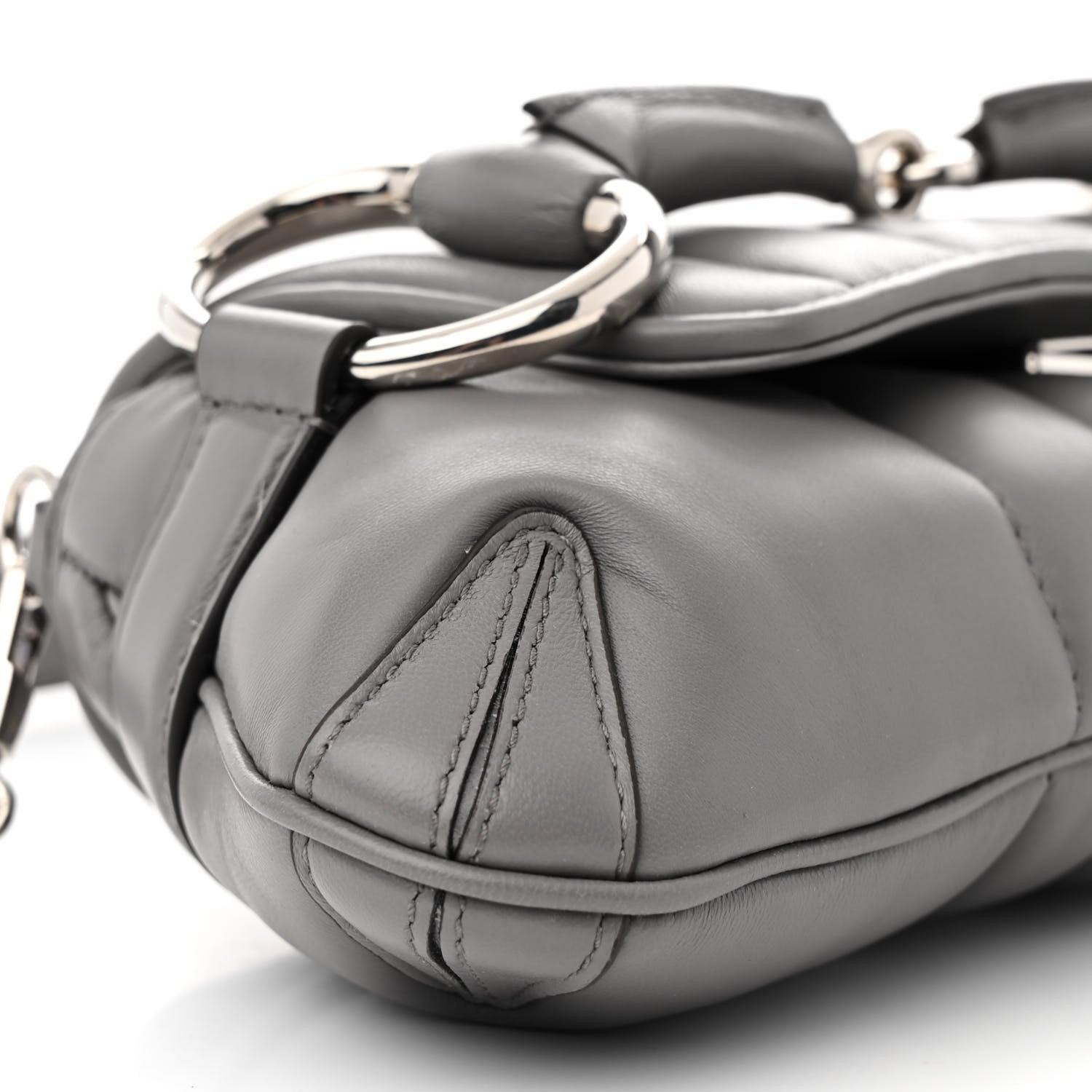 Gucci Nappa Vertical Matelasse Small Maxi Horsebit Chain Shoulder Bag Gray 9 of 14