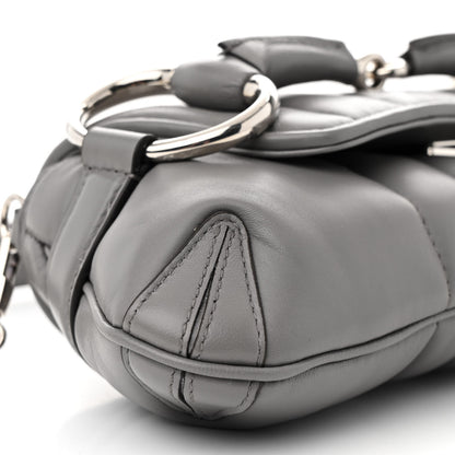 Gucci Nappa Vertical Matelasse Small Maxi Horsebit Chain Shoulder Bag Gray 9 of 14