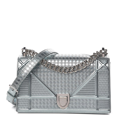 Christian Dior Metallic Patent Micro-Cannage Small Diorama Flap Bag Azur 1 of 13