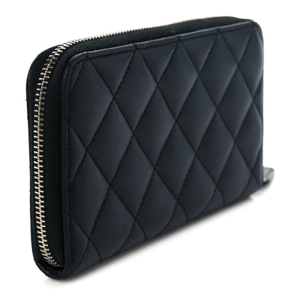 Chanel Lambskin Quilted Medium Zip Around Wallet Black 3 of 9