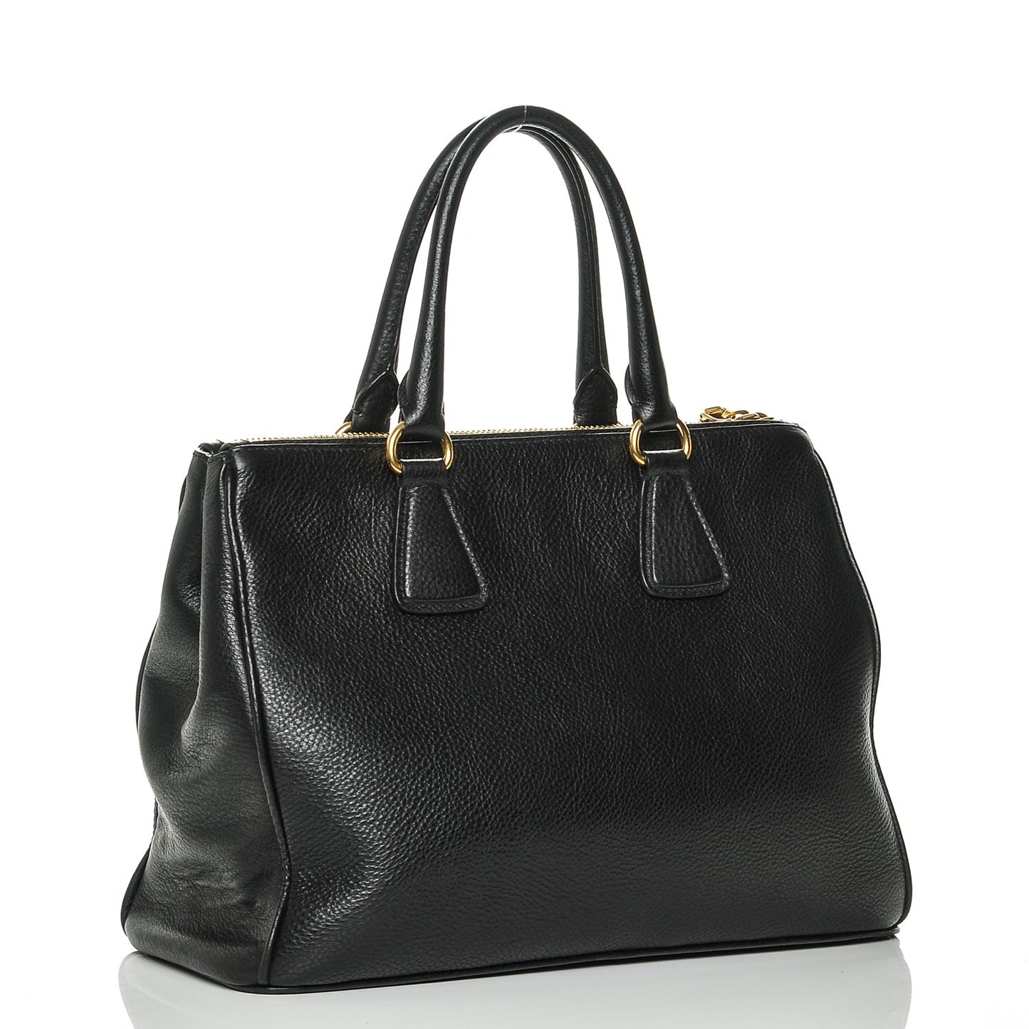 Vitello Daino Large Double Zip Tote Nero Black
