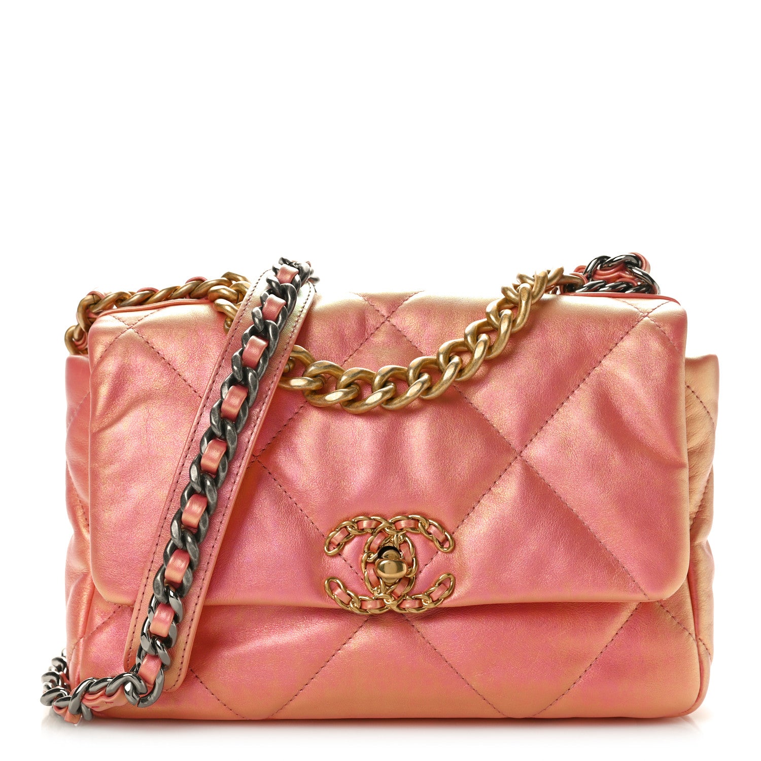Chanel Iridescent Calfskin Quilted Medium Chanel 19 Flap Pink 1 of 10