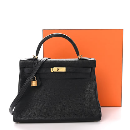 Hermes Taurillon Clemence Kelly Retourne 32 Black 11 of 11