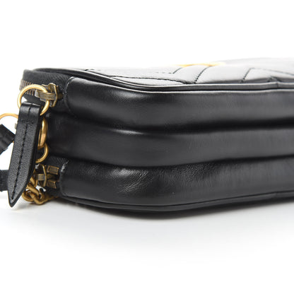 Gucci Calfskin Matelasse Mini GG Marmont Chain Crossbody Bag Black 11 of 13