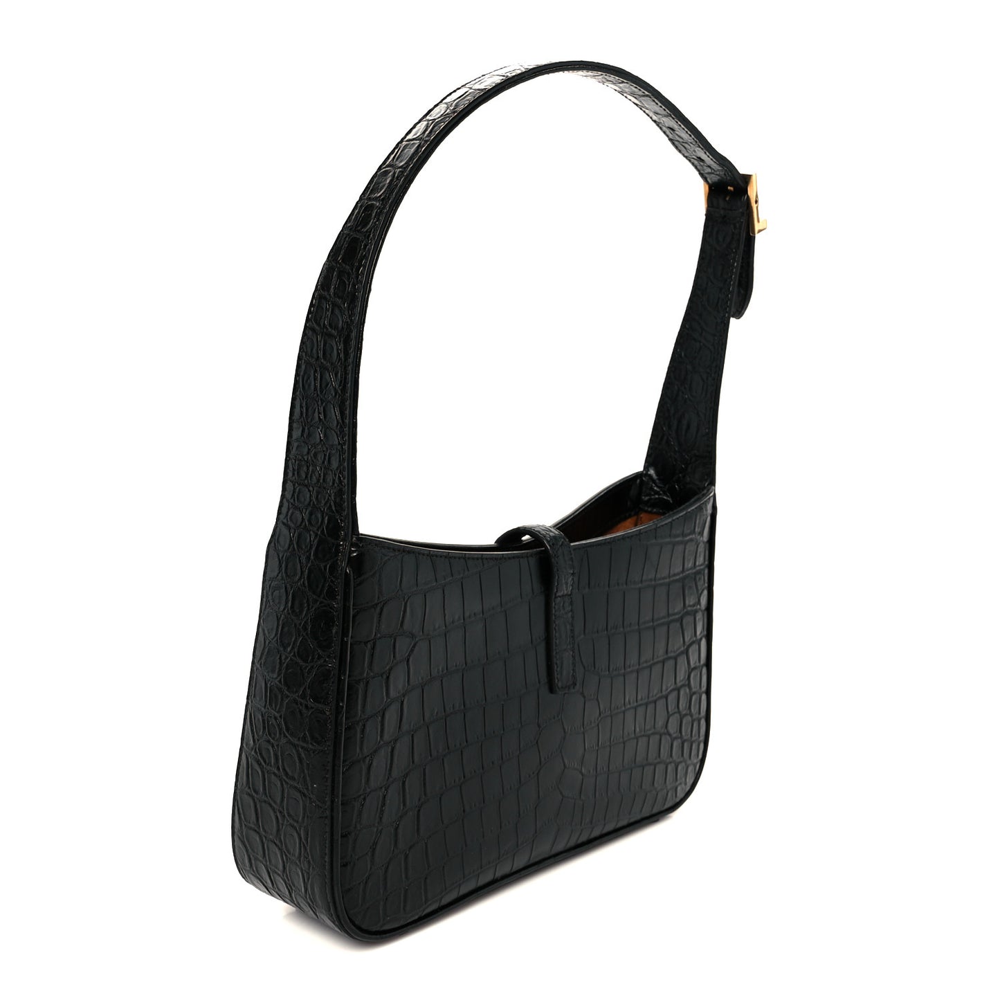Calfskin Crocodile Embossed Le 5 A 7 Hobo Black