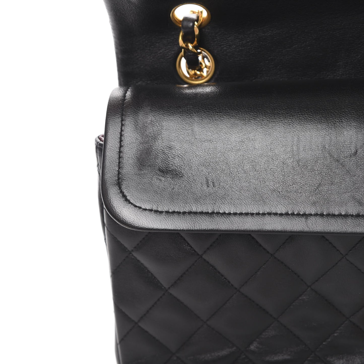 Lambskin Quilted Medium Double Flap Black