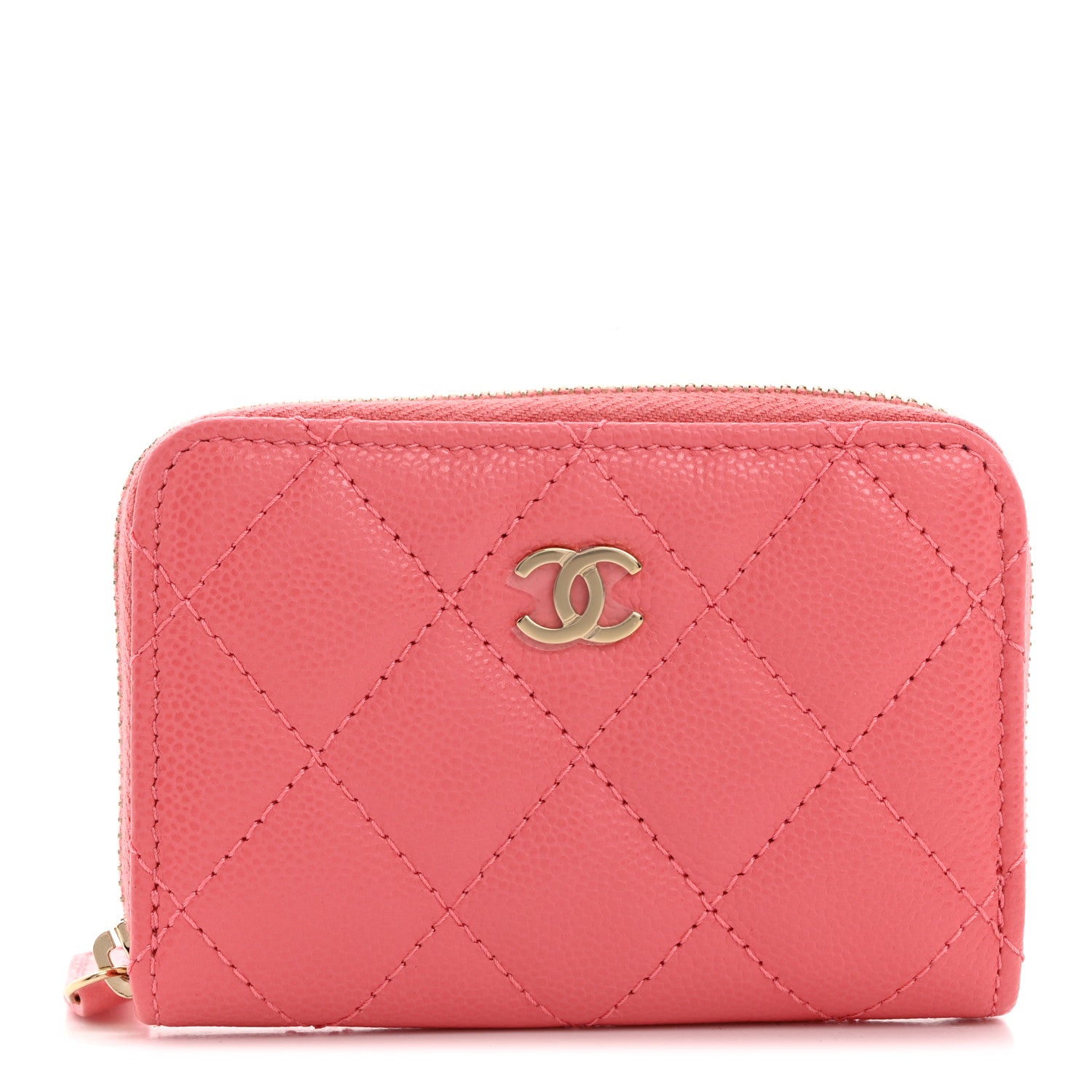 Chanel Caviar Quilted Zip Coin Purse Dark Pink 1 of 7