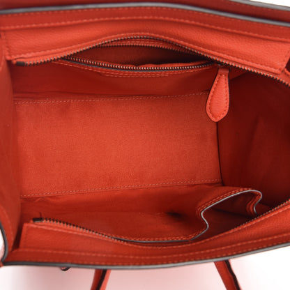 Celine Drummed Calfskin Micro Luggage Vermillion 5 of 8