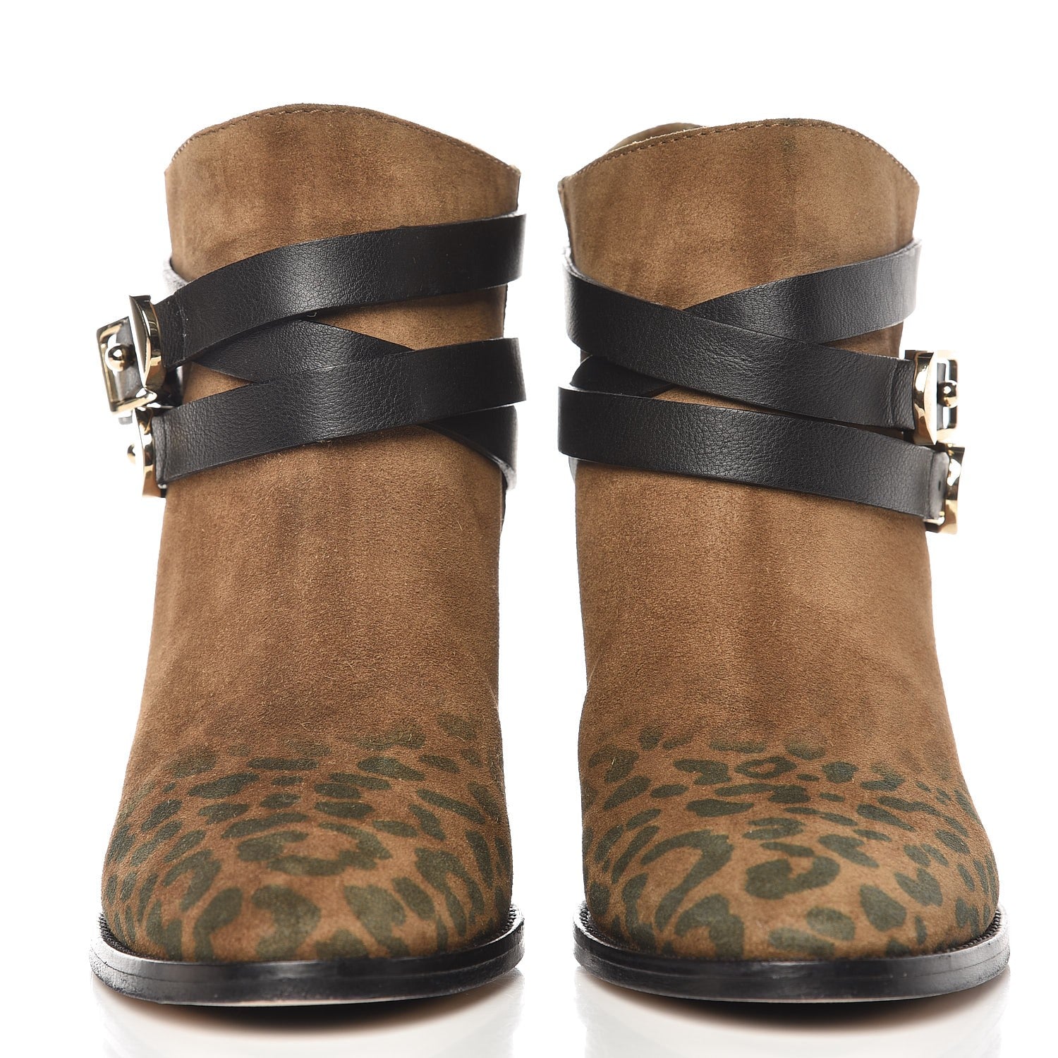 Jimmy Choo Suede Leopard Print Melba Ankle Boots 37 Brown 2 of 11