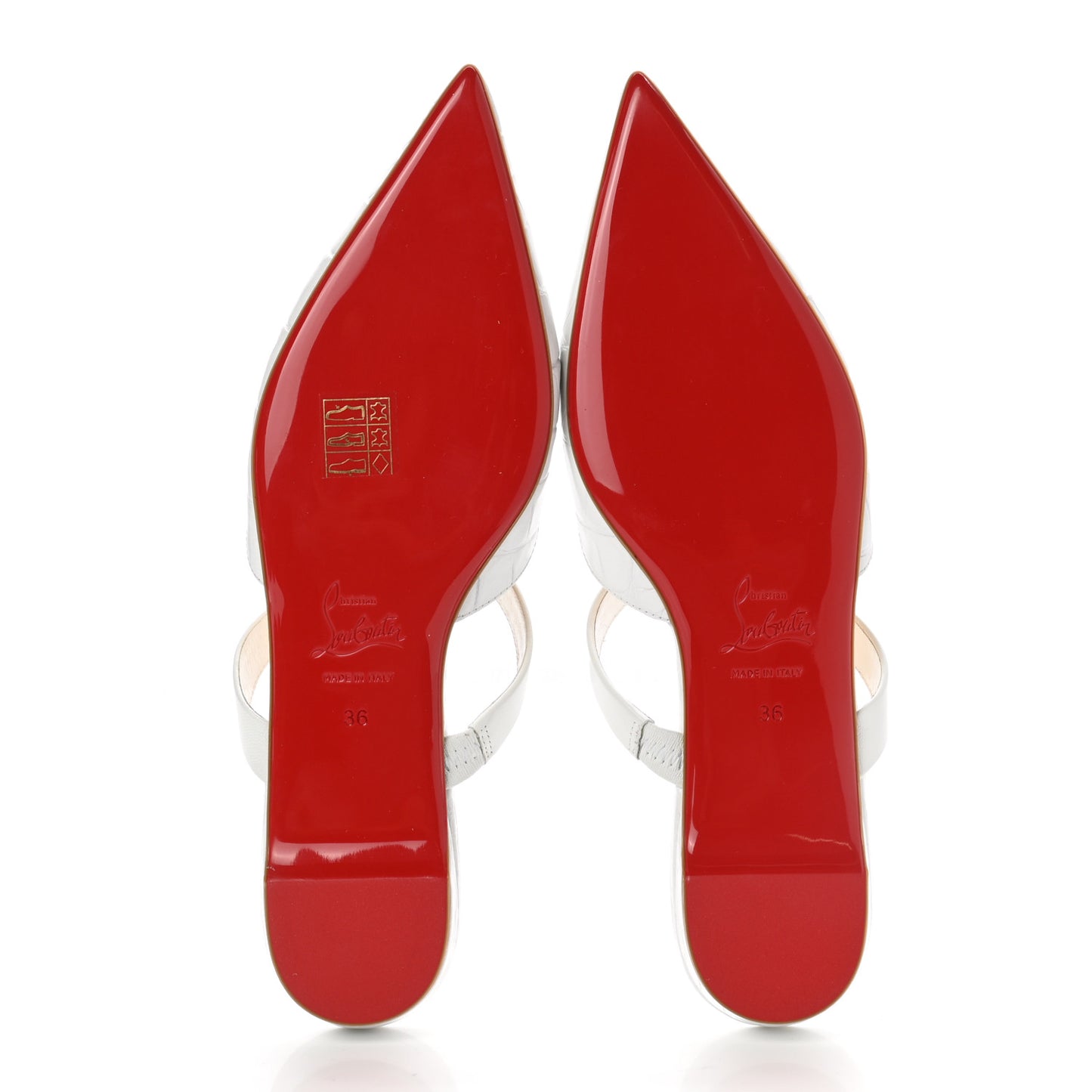 Calfskin Crocodile Embossed Choc Lock Flats 36 White