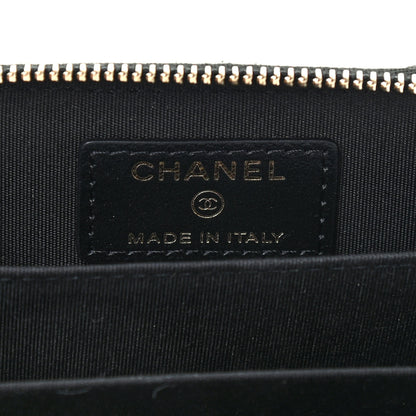Chanel Lambskin Camellia Embossed Zip Coin Purse Black 6 of 7