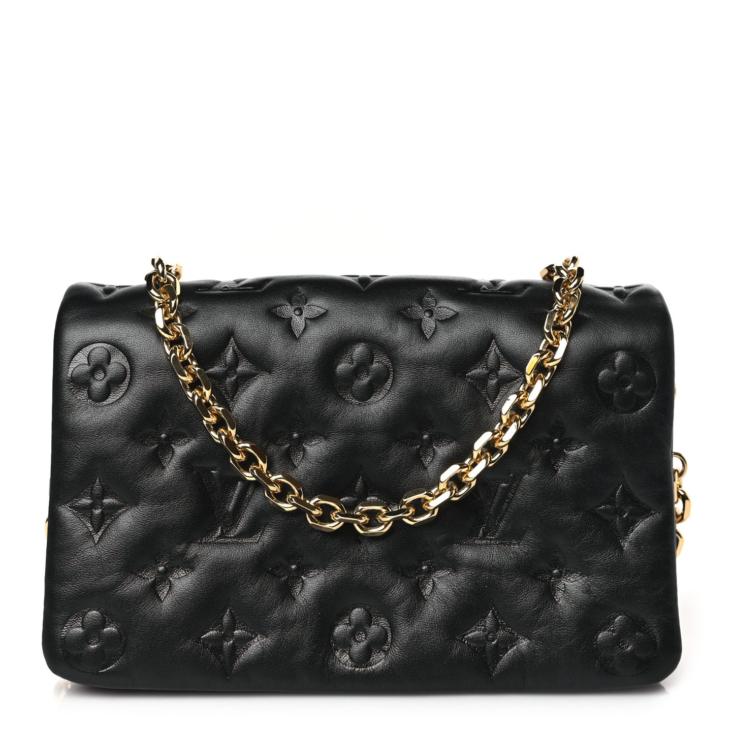 Lambskin Embossed Monogram Pochette Coussin Black