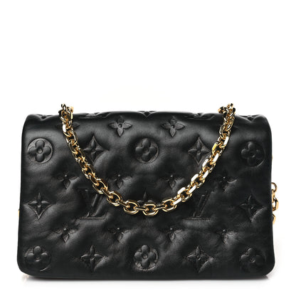 Louis Vuitton Lambskin Embossed Monogram Pochette Coussin Black 1 of 11