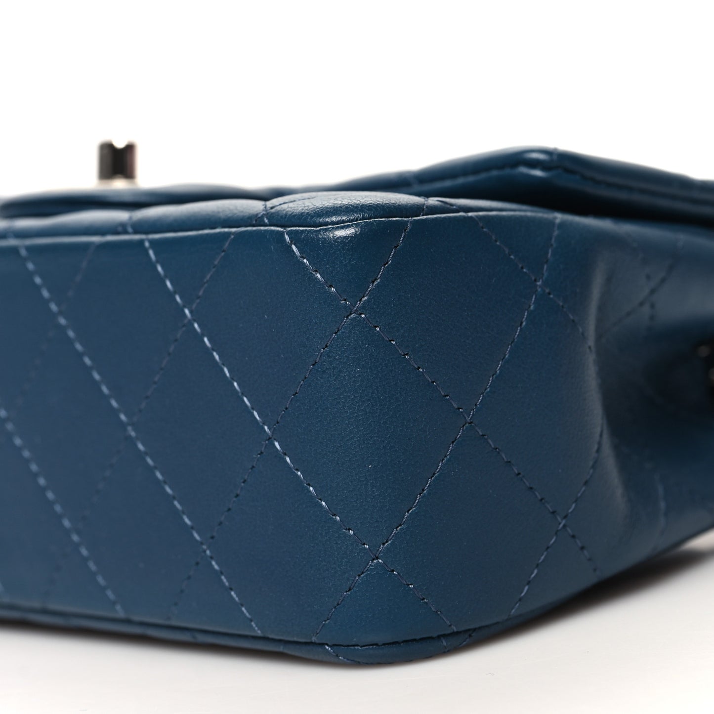 Lambskin Quilted Mini Rectangular Flap Blue