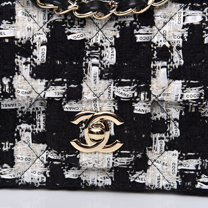 Chanel Tweed Quilted Mini Rectangular Flap Black Ecru White 8 of 12
