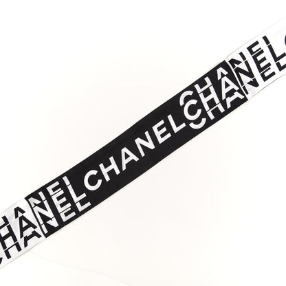 Chanel Silk Logo Slim Bandeau Scarf Black White 3 of 4