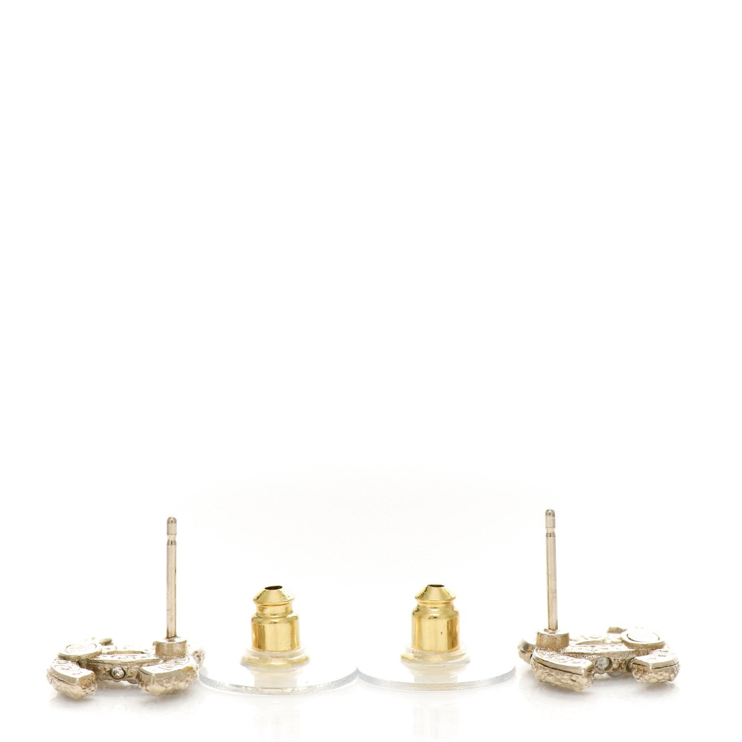 Chanel Pearl Crystal CC Earrings Light Gold 3 of 4