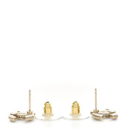 Chanel Pearl Crystal CC Earrings Light Gold 3 of 4